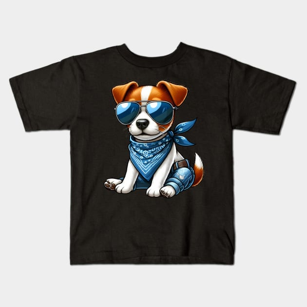 Funny Jack Russell Terrier with Sunglasses Kids T-Shirt by CreativeSparkzz